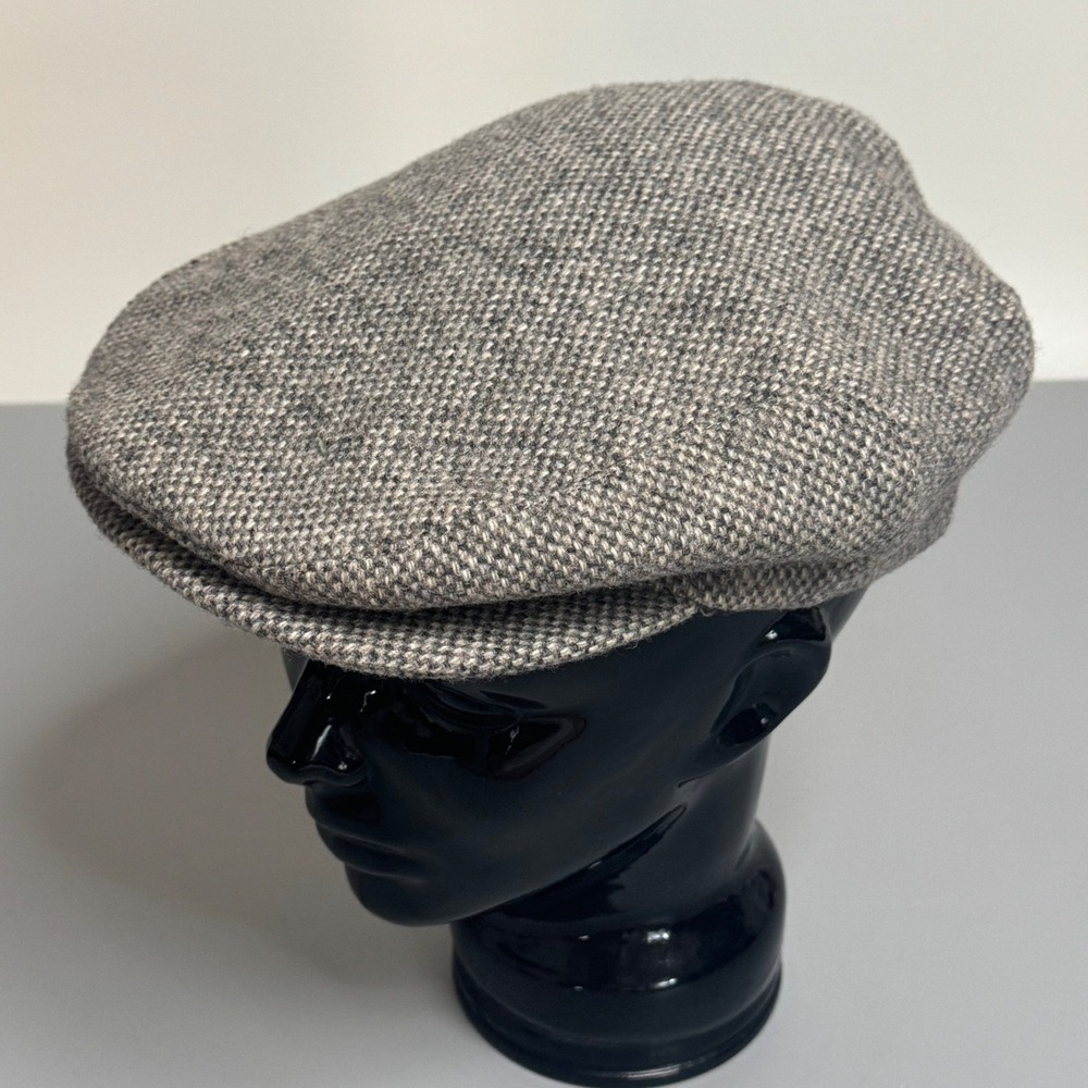 Country Gentleman Mens Grey Tweed Wool Flat Cap Ivy Newsboy Hat Medium USA Made